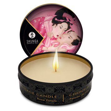 Массажная свеча Shunga Mini Massage Candle - Rose Petals (30 мл) с афродизиаками SO2516 фото Купить   Shunga (Канада) 369 грн