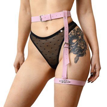 Гартер на ногу Art of Sex - Naomi с надписью SEXY, натуральная кожа, размер XS-2XL, цвет розовый SO7511 фото Купить   Art of Sex  757 грн