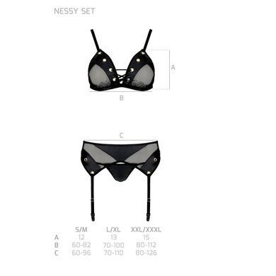 Комплект білизни Passion NESSY SET L/XL black, бюстгальтер, пояс для панчіх, стрінги SO8457 фото Купити Комплект білизни Passion NESSY SET L/XL black, бюстгальтер, пояс для панчіх, стрінги  Passion (Польща) 3 880 грн