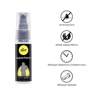 Сироватка-пролонгатор pjur Superhero Delay Serum 20 мл, створює ефект плівки, без оніміння PJ12090 фото Купити Сироватка-пролонгатор pjur Superhero Delay Serum 20 мл, створює ефект плівки, без оніміння  Pjur (Люксембург) 988 грн