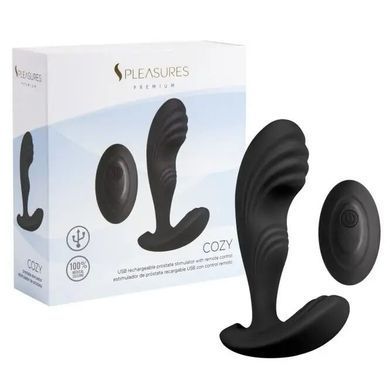 Вибромассажер простаты S Pleasures Premium Cozy, черный, с рельефной головкой, 10 режимов SX1613 фото Купить   S Pleasures (Іспанія) 2 559 грн