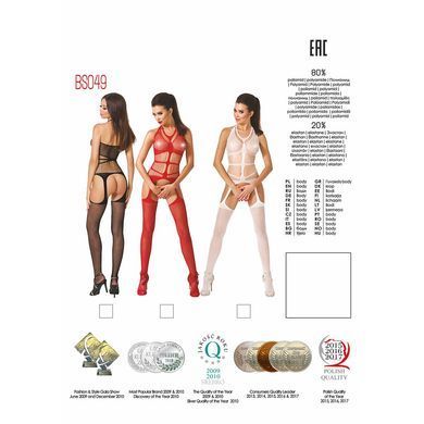 Бодистокинг Passion BS049 red, комбинезон, имитация топа, чулок и пояса PBS049R фото Купить   Passion (Польща) 803 грн