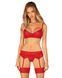 Комплект Obsessive Ingridia 3-pcs set XS/S, червоний, бюстгальтер, стрінги, пояс SO9034 фото 1