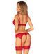 Комплект Obsessive Ingridia 3-pcs set XS/S, червоний, бюстгальтер, стрінги, пояс SO9034 фото 2