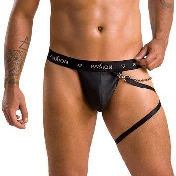 Мужские трусики танга с подвязкой Passion 058 THONG BILL XXL/XXXL Black SO7638 фото Купить   Passion (Польща) 1 681 грн