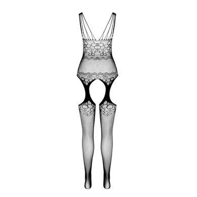 Бодистокинг Passion ECO BS004 black, открытый доступ, имитация подвязок, цветочный декор SO7071 фото Купить   Passion (Польща) 692 грн
