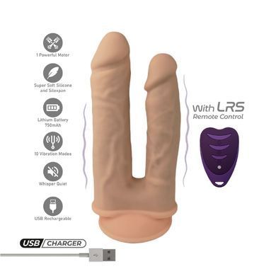 Подвійний фалоімітатор з вібрацією SilexD Double Gusto Vibro Flesh (Model 1 size 8" & 7") + LRS, діаметр 4,5 см та 3,7 см SO8209 фото Купити Подвійний фалоімітатор з вібрацією SilexD Double Gusto Vibro Flesh (Model 1 size 8" & 7") + LRS, діаметр 4,5 см та 3,7 см  SILEXD (Іспанія) 3 603 грн