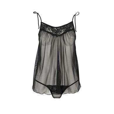 Сорочка прозора бебі-дол Passion MELANIA CHEMISE L/XL, black, трусики, на тонких бретелях EL16304 фото Купити Сорочка прозора бебі-дол Passion MELANIA CHEMISE L/XL, black, трусики, на тонких бретелях  Passion (Польща) 1 690 грн