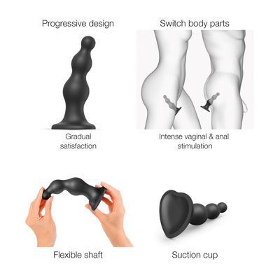 Насадка для страпона Strap-On-Me Dildo Plug Beads Black L SO8985 фото Купити Насадка для страпона Strap-On-Me Dildo Plug Beads Black S  Strap-On-Me (Франція) 2 235 грн