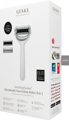 Електронний ролер для обличчя та тіла з мікроголками GESKE MicroNeedle Face&Body Roller 8в1 white HB0205 фото Купити Електронний ролер для обличчя та тіла з мікроголками GESKE MicroNeedle Face&Body Roller 8в1 white  GESKE 2 129 грн