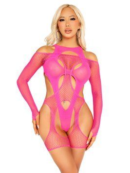 Бодістокінг Leg Avenue Fishnet Garter Harness and Teddy One Size Neon Pink SX2770 фото Купити Бодістокінг Leg Avenue Fishnet Garter Harness and Teddy One Size Neon Pink  Leg Avenue (США) 1 265 грн
