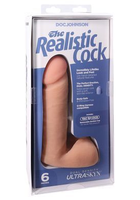 Фаллоимитатор Doc Johnson The Realistic Cock 6 inch White &mdash; ULTRASKYN, Vack-U-Lock, диаметр 4,3 см SO1550 фото Купить   Doc Johnson (США) 4 139 грн
