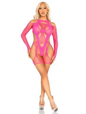 Бодистокинг Leg Avenue Fishnet Garter Harness and Teddy One Size Neon Pink SX2770 фото Купить   Leg Avenue (США) 1 265 грн