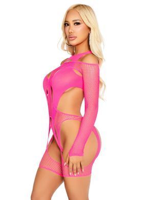 Бодистокинг Leg Avenue Fishnet Garter Harness and Teddy One Size Neon Pink SX2770 фото Купить   Leg Avenue (США) 1 265 грн