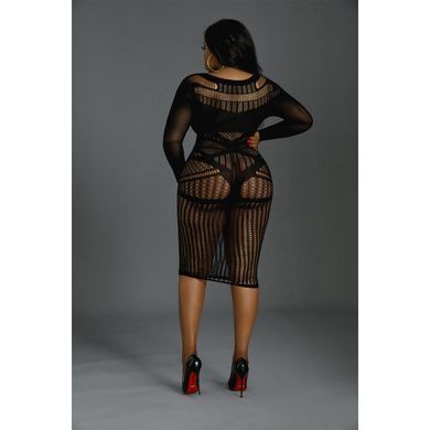 Сукня-бодістокінг Moonlight Plus Model 03 XL-XXXL Black, міді, довгий рукав SO8194 фото Купити Сукня-бодістокінг Moonlight Plus Model 03 XL-XXXL Black, міді, довгий рукав  Moonlight (Іспанія) 553 грн