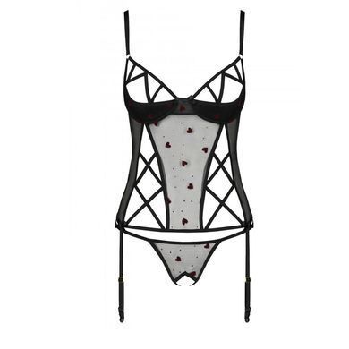 Корсет з підв'язками, стрінги Passion LOVELIA CORSET S/M, black SO4766 фото Купити Корсет з підв'язками, стрінги Passion LOVELIA CORSET L/XL, black  Passion (Польща) 3 233 грн