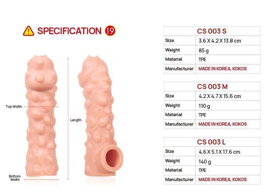 Насадка на член Kokos Cock Sleeve CS 003 M SX1455 фото Купити Насадка на член Kokos Cock Sleeve CS 003 M  Kokos (Південна Корея) 618 грн