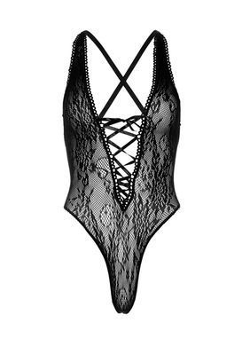 Кружевное боди Leg Avenue Floral lace thong teddy Black, шнуровка на груди, one size SO7902 фото Купить   Leg Avenue (США) 1 071 грн