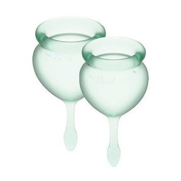 Набір менструальних чаш Satisfyer Feel Good (light green), 15мл і 20мл, мішечок для зберігання SO3585 фото Купити Набір менструальних чаш Satisfyer Feel Good (light green), 15мл і 20мл, мішечок для зберігання  Satisfyer  469 грн