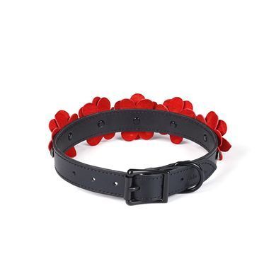 Нашийник з повідцем Liebe Seele Flower Rhythm - Black and Red Leather Flowers collar with Leash Liebe Seele  &mdash; фото
