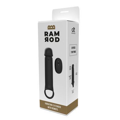 Вибронасадка на член удлиняющая DreamToys Ramrod с дистанционным управлением, черная Dream toys &mdash; фото