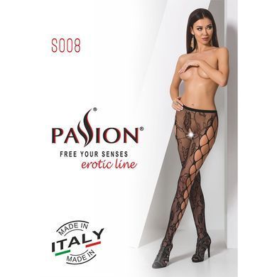Еротичні колготки-бодістокінг Passion S008 black, ажурні колготки з вирізом та лампасами-сіткою PSS008B фото Купити Еротичні колготки-бодістокінг Passion S008 black, ажурні колготки з вирізом та лампасами-сіткою  Passion (Польща) 720 грн
