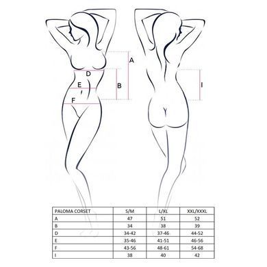 Корсет-сорочка с пажами Passion PALOMA CORSET L/XL, white, трусики, полупрозрачный EL13301 фото Купить   Passion (Польща) 1 690 грн