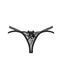 Трусики-стринги Obsessive Blomentis thong, XS/S, черные, кружевные, боковинки &mdash; двойные полосочки SX1036 фото 4