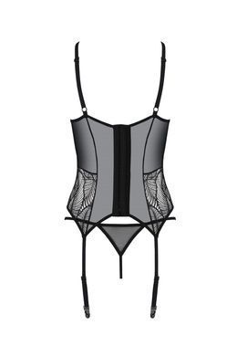 Корсет Passion LEAFA CORSET black L/XL, мягкие чашки, зажимы для чулок, стринги в комплекте SX0503 фото Купить   Passion (Польща) 3 233 грн