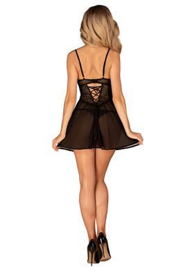 Эротический комплект Obsessive Chemeris babydoll & thong XS/S, пеньюар и стринги SO9758 фото Купить   Obsessive (Польща) 1 847 грн