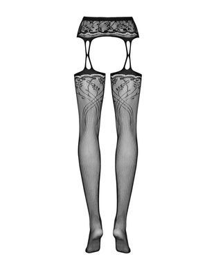 Панчохи-стокінги з рослинним малюнком Obsessive Garter stockings S206 black S/M/L чорні, імітація га SO7265 фото Купити Панчохи-стокінги з рослинним малюнком Obsessive Garter stockings S206 black S/M/L чорні, імітація га  Obsessive (Польща) 738 грн
