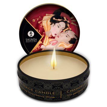 Массажная свеча Shunga Mini Massage Candle &ndash; Sparkling Strawberry Wine (30 мл) с афродизиаками SO2519 фото Купить   Shunga (Канада) 369 грн