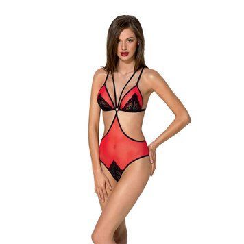 Полупрозрачное боди с кружевом Passion PEONIA BODY L/XL red SO8460 фото Купить   Passion (Польща) 1 690 грн