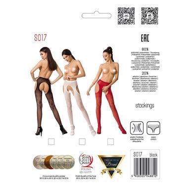 Колготки-бодистокинги с открытым доступом Passion S017 One Size, Black, имитация чулок и пояса PSS017B фото Купить   Passion (Польща) 720 грн