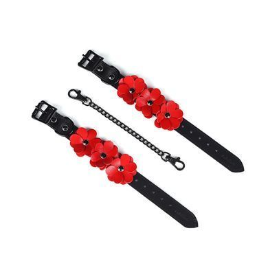 Наручники Liebe Seele Flower Rhythm - Black and Red Leather Flowers Hand Cuffs Liebe Seele  &mdash; фото