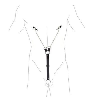 Зажимы для сосков с фиксацией на пенисе Art of Sex &ndash; Nipple Clamps for Men, экокожа SO5146 фото Купить   Art of Sex  757 грн