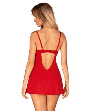 Пеньюар Obsessive Ingridia chemise & thong XL/2XL, красный, сорочка, стринги SO9038 фото Купить   Obsessive (Польща) 2 097 грн