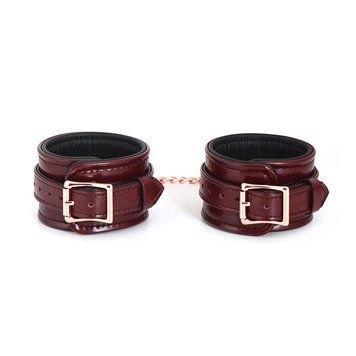 Кожаные поножи Liebe Seele Wine Red Ankle Cuffs, съемная цепочка-крепление SO9453 фото Купить   Liebe Seele (Японія) 3 446 грн