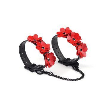 Поножі Liebe Seele Flower Rhythm - Black and Red Leather Flowers Ankle Cuffs Liebe Seele  &mdash; фото