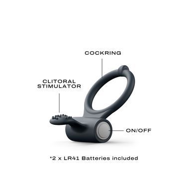 Ерекційне кільце Dorcel Power Clit Black V2 з вібрацією та язичком з щіточкою MD1410 фото Купити Ерекційне кільце Dorcel Power Clit Black V2 з вібрацією та язичком з щіточкою  Dorcel (Франція) 507 грн