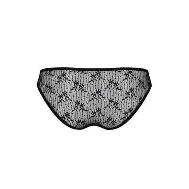 Трусики-слипы с кружевной сеточкой Passion DINA THONG L/XL, black SO5340 фото Купить   Passion (Польща) 618 грн