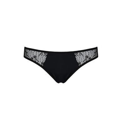 Трусики-слипы с кружевной сеточкой Passion DINA THONG L/XL, black SO5340 фото Купить   Passion (Польща) 618 грн
