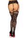Колготки-чулки Leg Avenue French Rose Backseam Garter Belt Stockings, черные, One Size, с доступом SX1061 фото 2