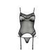 Корсет з пажами Passion MELANIA CORSET L/XL, black, трусики, напівпрозорий EL16307 фото 5