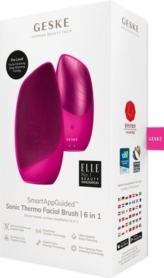 Електронна звукова термо щітка для обличчя GESKE Sonic Thermo Facial Brush 6в1 magenta HB0076 фото Купити Електронна звукова термо щітка для обличчя GESKE Sonic Thermo Facial Brush 6в1 magenta  GESKE 2 129 грн