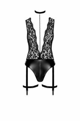 Боди Noir Handmade F297 Libido, S, черное, кружево, низ под латекс, открытый доступ, гартеры SX0219 фото Купить   Noir Handmade (Польща) 3 131 грн