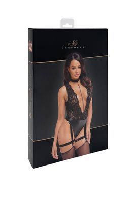 Боди Noir Handmade F297 Libido, S, черное, кружево, низ под латекс, открытый доступ, гартеры SX0219 фото Купить   Noir Handmade (Польща) 3 131 грн