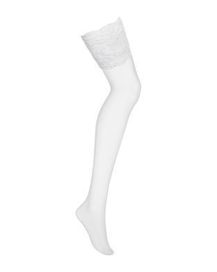 Чулки под пояс с широким кружевом Obsessive 810-STO-2 stockings S/M, белые SO7167 фото Купить   Obsessive (Польща) 461 грн
