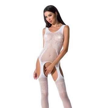 Бодистокинг Passion BS061 white, комбинезон, имитация чулок PBS061W фото Купить   Passion (Польща) 803 грн