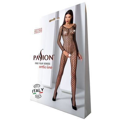 Бодістокінг Passion BS068 black, комбінезон, велика сітка, довгий рукав PBS068B фото Купити Бодістокінг Passion BS068 black, комбінезон, велика сітка, довгий рукав  Passion (Польща) 803 грн